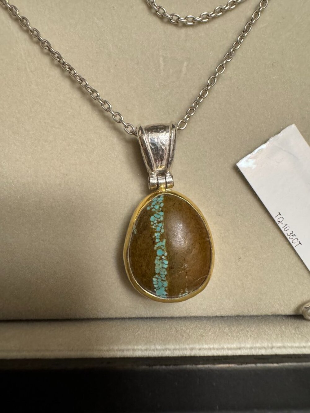 Gurhan Number 8 Turquoise 24K Gold & Sterling Silver Pendant Necklace NWT